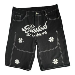 NVFelix Blasted Bear Shorts Mens Large Embroidered Clover Dice Streetwear